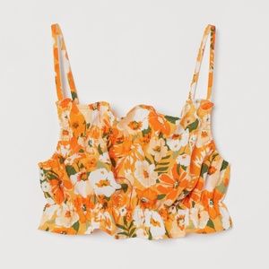 H&M Floral Ruffle Crop Top
